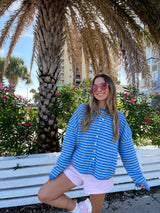 Sunhoney Girl Striped Cardigan - Blue/Cream