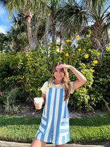 Summer Girl Striped Denim Romper - Blue