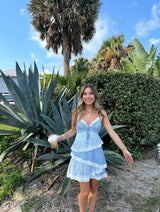 Petals & Lace Blue Mini Dress