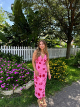 Summer Muse Pink and Red Midi Dress