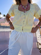 Lemon Drop Eyelet Babydoll Top