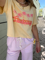 Sunhoney Retro Palm Crop Tee - Yellow