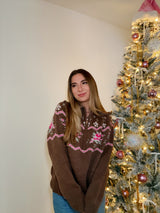 Pink Noel Quarter Zip Up Sweatshirt