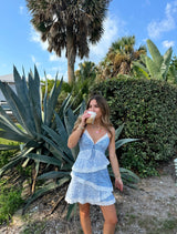 Petals & Lace Blue Mini Dress