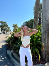 It Girl Scarf Hem Knit Tube Top - Cream