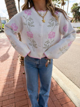 Winter Rose Sweater Cardigan