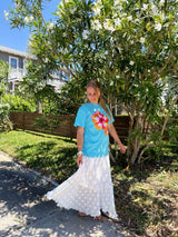 Sunhoney Hibsicus Punch Tshirt - Lagoon Blue