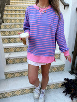 Stripe & Shine Oversized Knit Top - Pink/Lavender