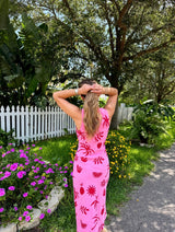 Summer Muse Pink and Red Midi Dress