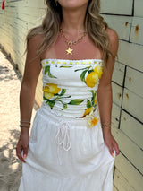 Limoncello Linen Crop Tube Top