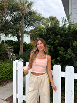 Off Duty Knit Striped *reversible* Top - Light Pink