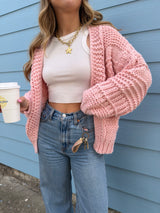 The Winter Knit Cardigan - Pink