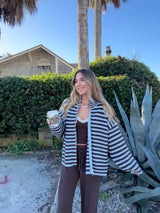 Brown Sugar Striped Zip Up Knit Jacket