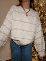 Cozy Up Pink Striped Sweater