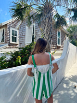 Summer Girl Striped Denim Romper - Green