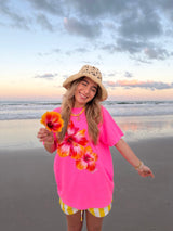 Sunhoney Hibsicus Punch Tshirt - Neon Pink