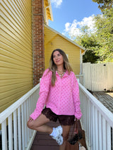 Spotted Polka Dot Cardigan - Pink