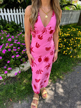 Summer Muse Pink and Red Midi Dress