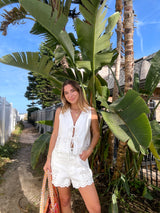 Day Tripper White Denim Embroidered Set