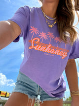 Sunhoney Retro Palm Tshirt - Purple