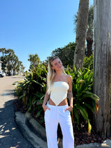 It Girl Scarf Hem Knit Tube Top - Cream