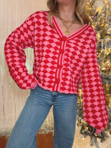 Merry & Bright Pink and Red Sweater
