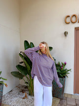It Girl Striped Long Sleeve Mockneck