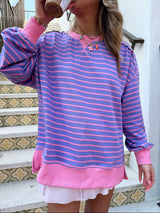 Stripe & Shine Oversized Knit Top - Pink/Lavender