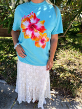 Sunhoney Hibsicus Punch Tshirt - Lagoon Blue