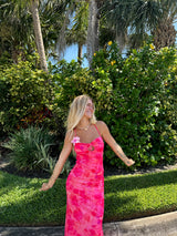 Spicy Sangria Fuchsia Mesh Maxi Dress