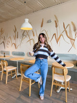 Chocolate Blueberry Striped Crop Sweater