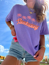 Sunhoney Retro Palm Tshirt - Purple