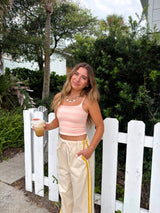 Off Duty Knit Striped *reversible* Top - Light Pink