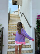 Stripe & Shine Oversized Knit Top - Pink/Lavender