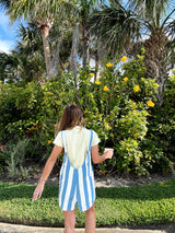 Summer Girl Striped Denim Romper - Blue