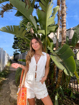 Day Tripper White Denim Embroidered Set