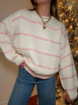 Cozy Up Pink Striped Sweater