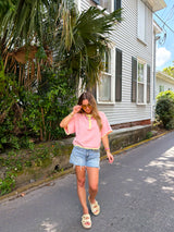 Summer High Striped Knit Top - Pink/Yellow
