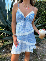 Petals & Lace Blue Mini Dress