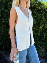 Girl Next Door Side Slit Knit Top