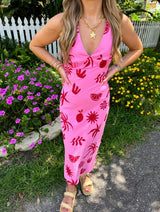 Summer Muse Pink and Red Midi Dress