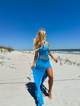 The Moment Blue Halter Top & Maxi Skirt Set