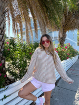 Sunhoney Girl Striped Cardigan -Taupe/Cream