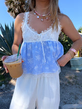 Blue Lagoon Lace Babydoll Top