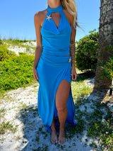 The Moment Blue Halter Top & Maxi Skirt Set