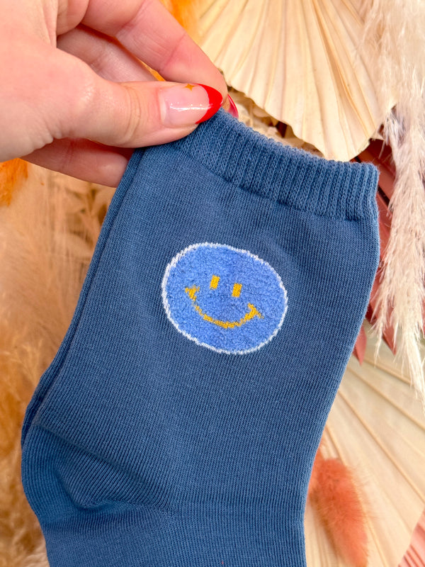 Be Happy Smiley Socks - Navy