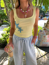 Ocean Gem Starfish Beaded Tank - Yellow