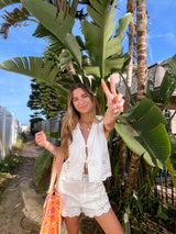 Day Tripper White Denim Embroidered Set