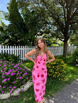 Summer Muse Pink and Red Midi Dress