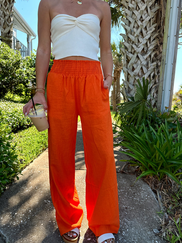 Sol Seeker Orange Linen Pants